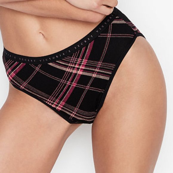 NWT VS M High-Leg Brief Pink Black Plaid - Picture 5 of 16